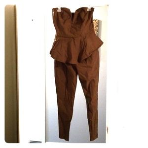 Strapless army green peplum jumper